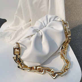 Bolsa de Ombro em Couro e Alça de Corrente - Chic Chain