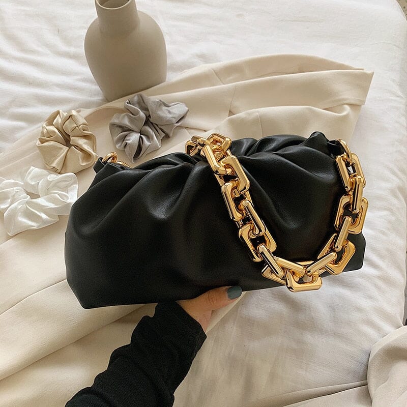 Bolsa de Ombro em Couro e Alça de Corrente - Chic Chain