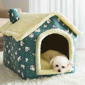 Casa para Cachorros e Gatos com Caminha - Pet Bed House