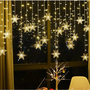 Cortina de Flocos de Neve LED - Decoração de Natal