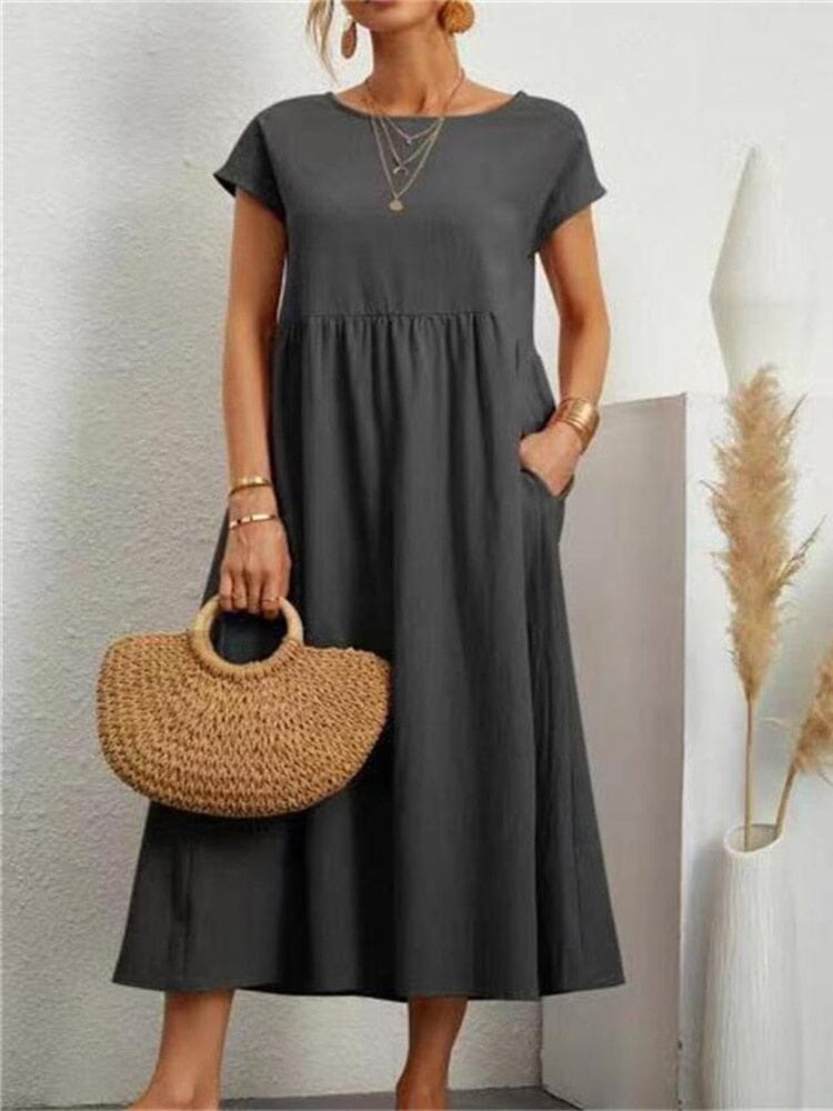 Vestido de Verão Solto com Bolsos