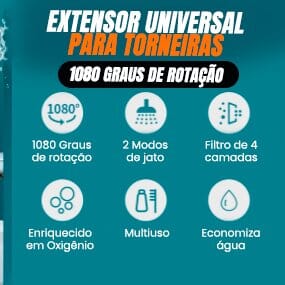 Extensor de Torneira Universal em Inox com Rotação de 1080°